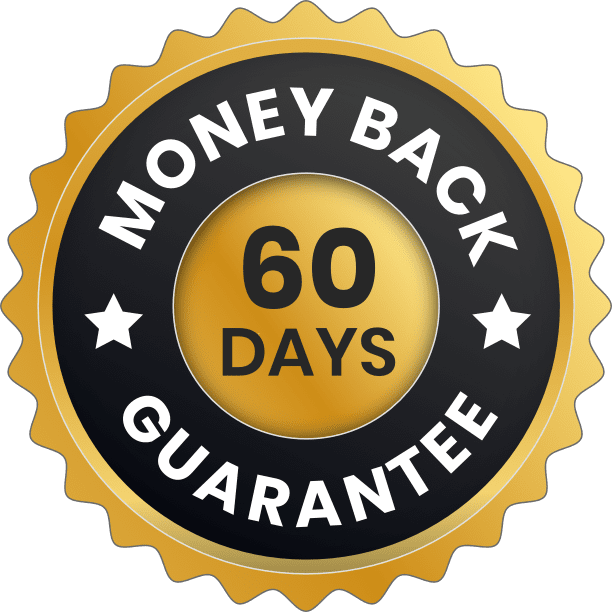 NerveVitali supplement 60 day money back guarantee badge for nerve health support formula